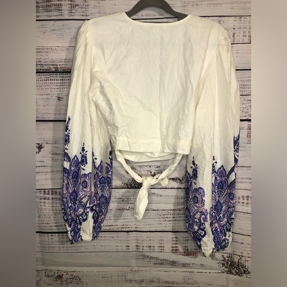 VENUS multicolored 3/4 sleeve wrap blouse with tie front - Picture 13 of 14